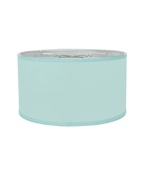 16x16x9 Island Paradise Aqua Linen Hardback Shallow Drum Lampshade