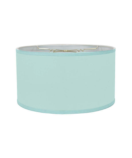 16x16x9 Island Paradise Aqua Linen Hardback Shallow Drum Lampshade