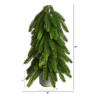 17” Pine Artificial Christmas Tree in Decorative Planter