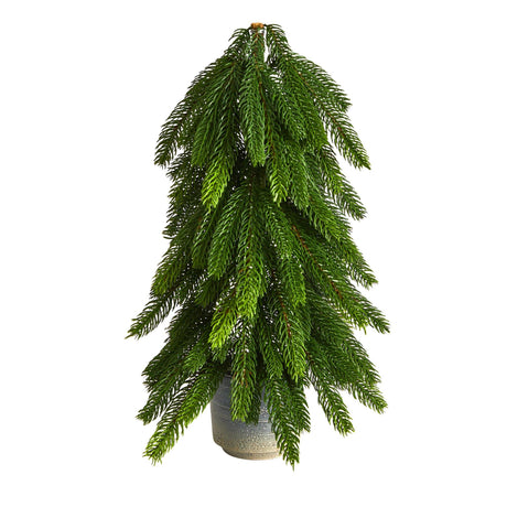 17” Pine Artificial Christmas Tree in Decorative Planter