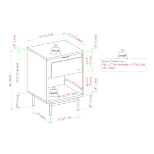18" Contemporary 1-Drawer Nightstand