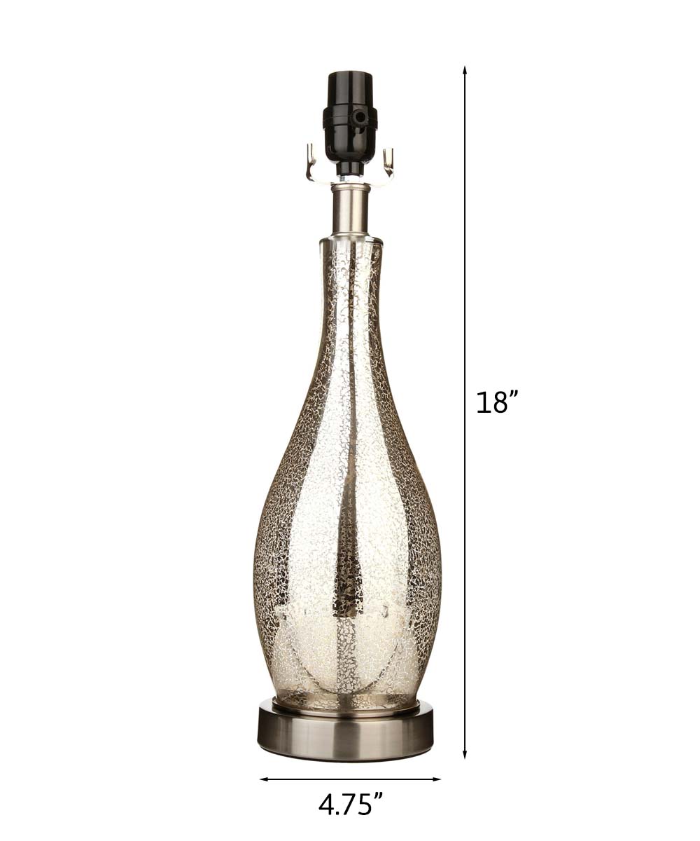 18" Teardrop Lamp Base, Mercury Silver/Gold Glass Table Lamp (Base Only)