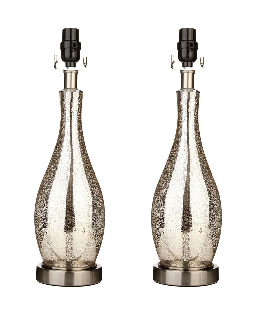 18" Teardrop Lamp Base, Mercury Silver/Gold Glass Table Lamp (Base Only)