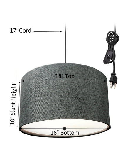 18"W 2 Light Swag Plug-In Pendant Granite Gray with Diffuser Black Cord