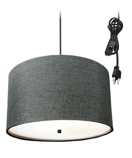 18"W 2 Light Swag Plug-In Pendant Granite Gray with Diffuser Black Cord