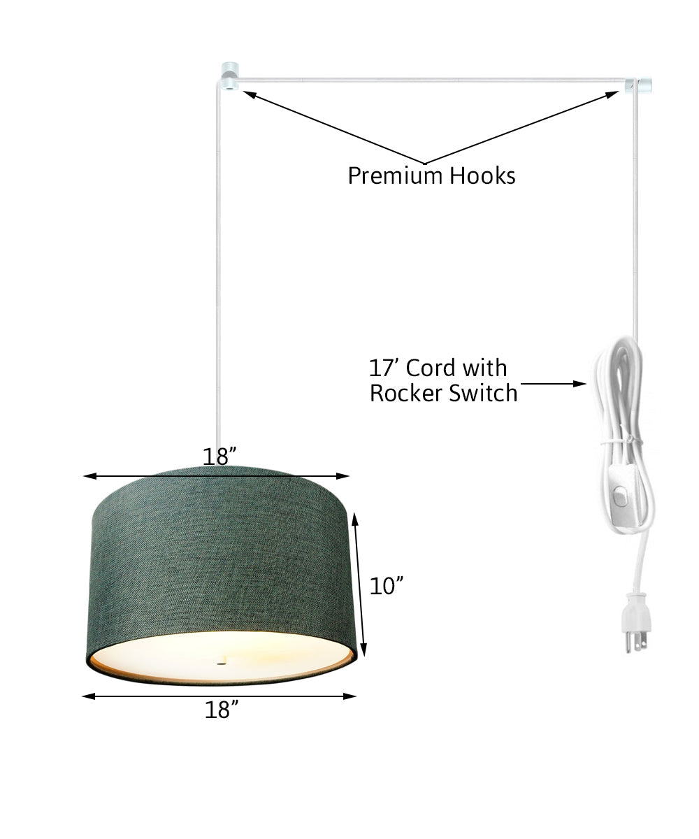 18"W 2 Light Swag Plug-In Pendant Granite Gray with Diffuser White Cord