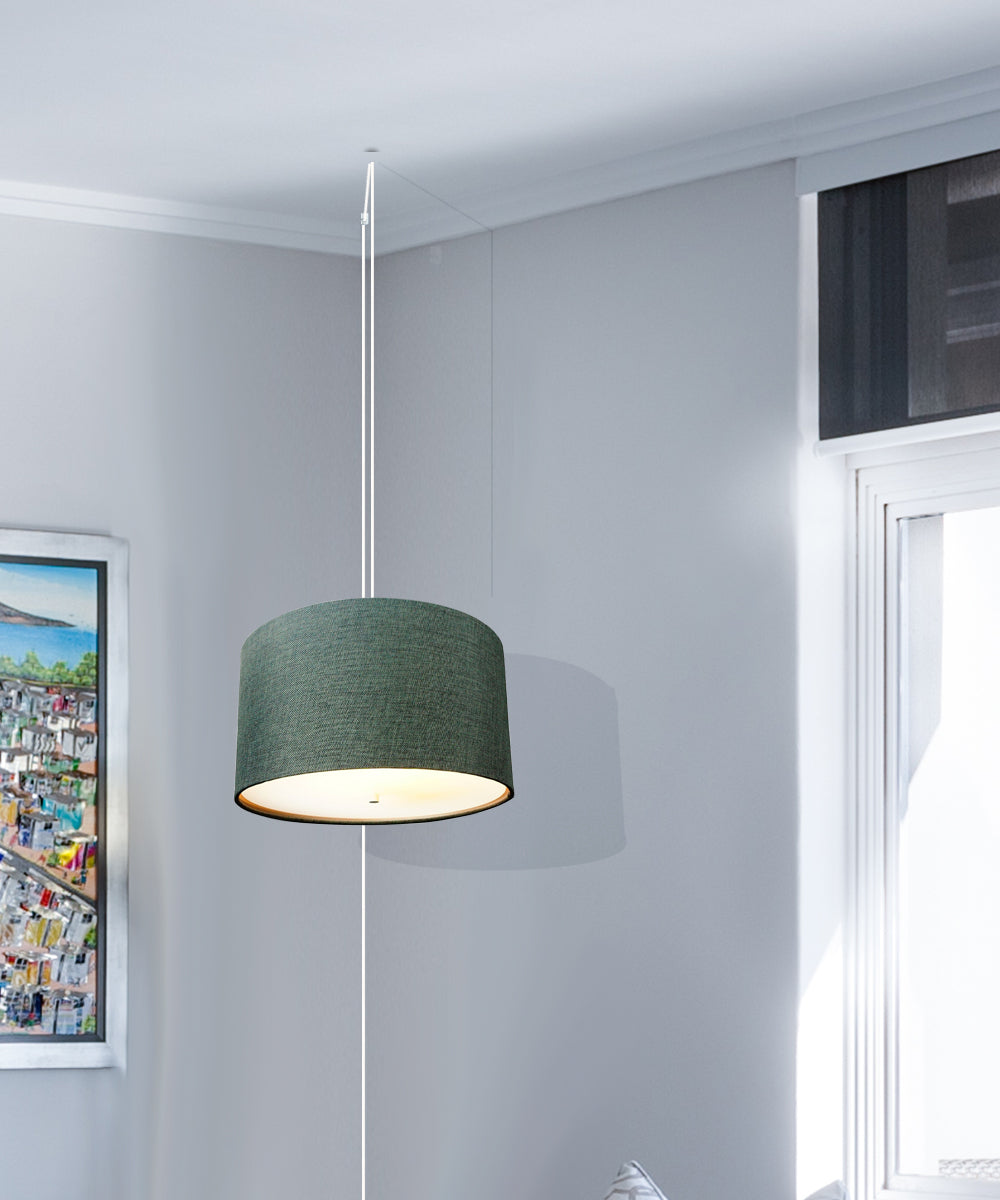 18"W 2 Light Swag Plug-In Pendant Granite Gray with Diffuser White Cord