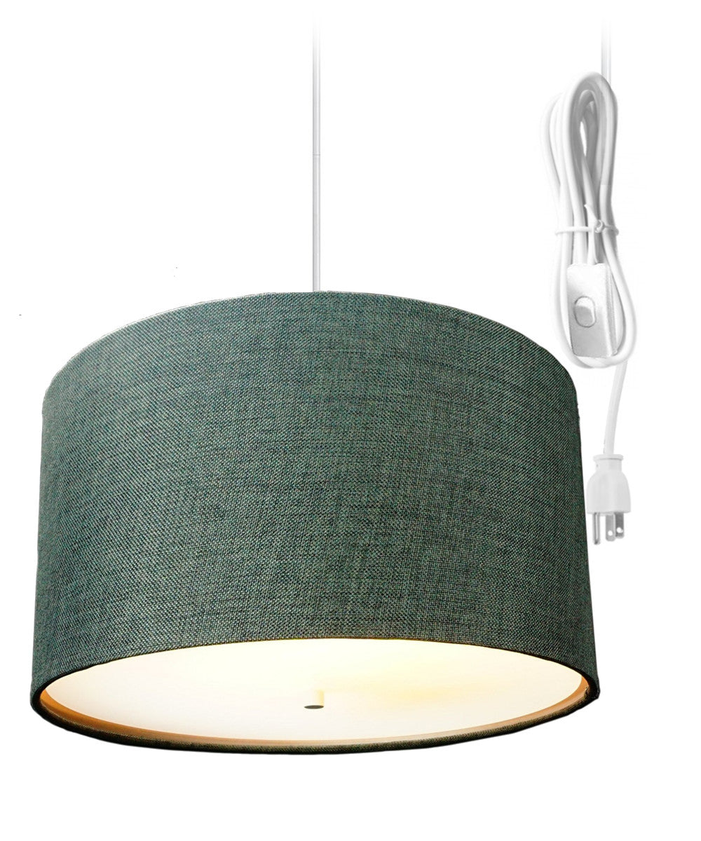 18"W 2 Light Swag Plug-In Pendant Granite Gray with Diffuser White Cord