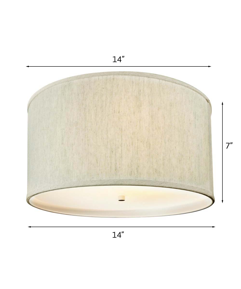 18"W Moderne Flush Mount Conversion Kit Textured Oatmeal Shallow Drum Lampshade
