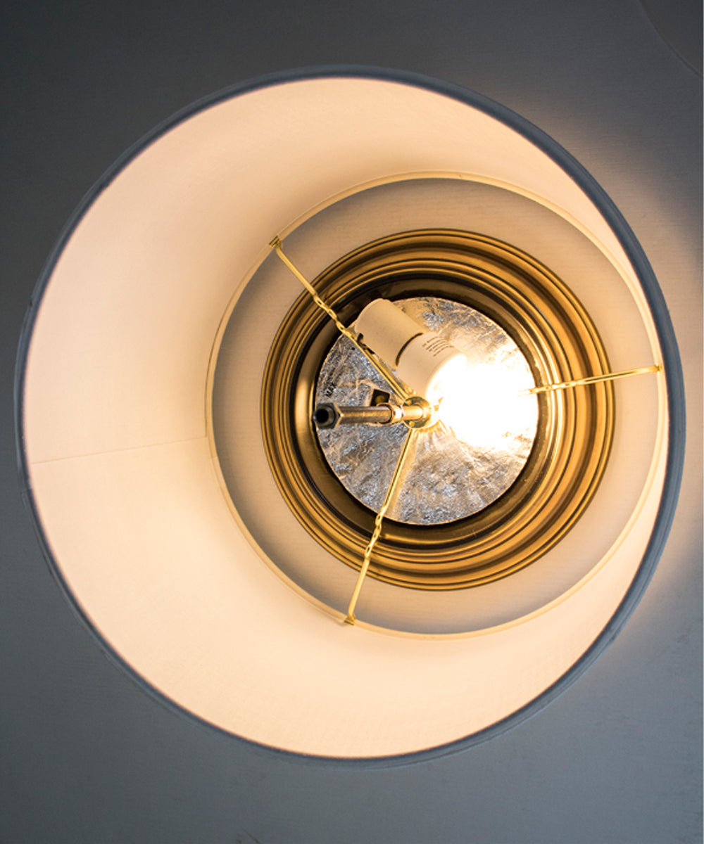 18"W Moderne Flush Mount Conversion Kit Textured Oatmeal Shallow Drum Lampshade
