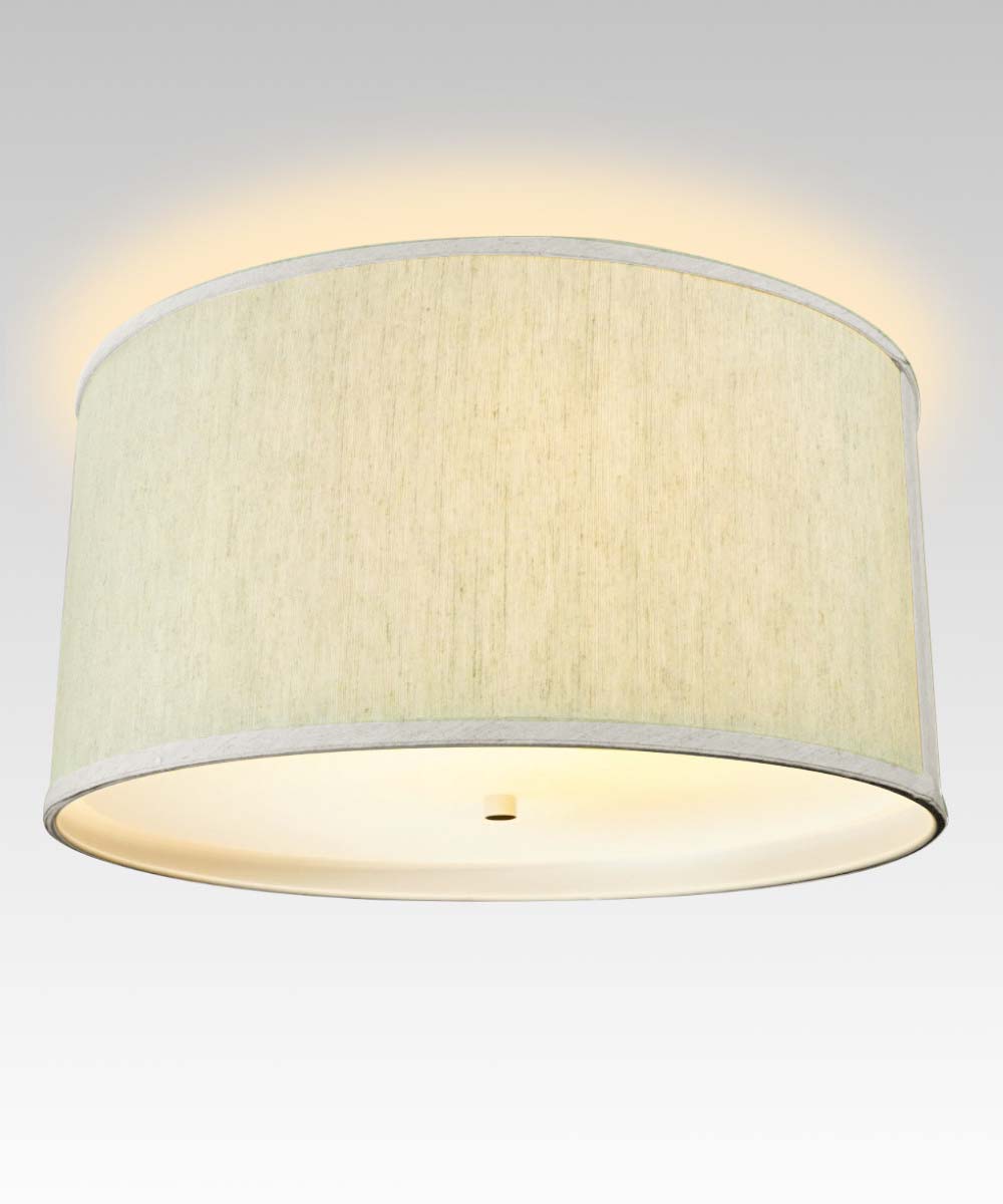 18"W Moderne Flush Mount Conversion Kit Textured Oatmeal Shallow Drum Lampshade