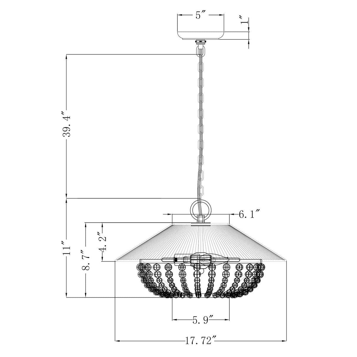 2-Light Farmhouse Pendant Light with Wood Beads