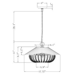 2-Light Farmhouse Pendant Light with Wood Beads