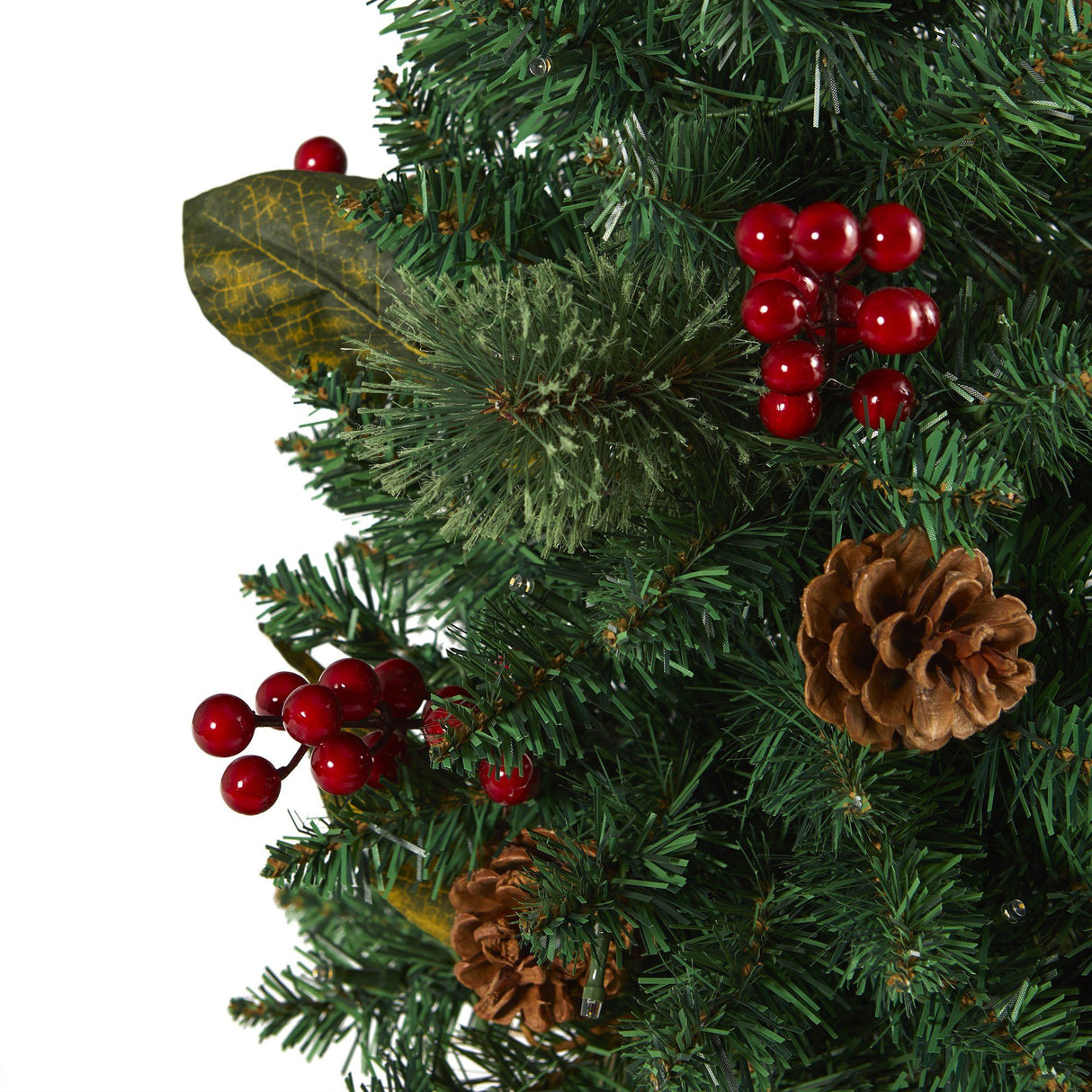 2’ Pine, Pinecone and Berries Artificial Christmas Tree with 35 LED Lights and 86 Bendable Branches