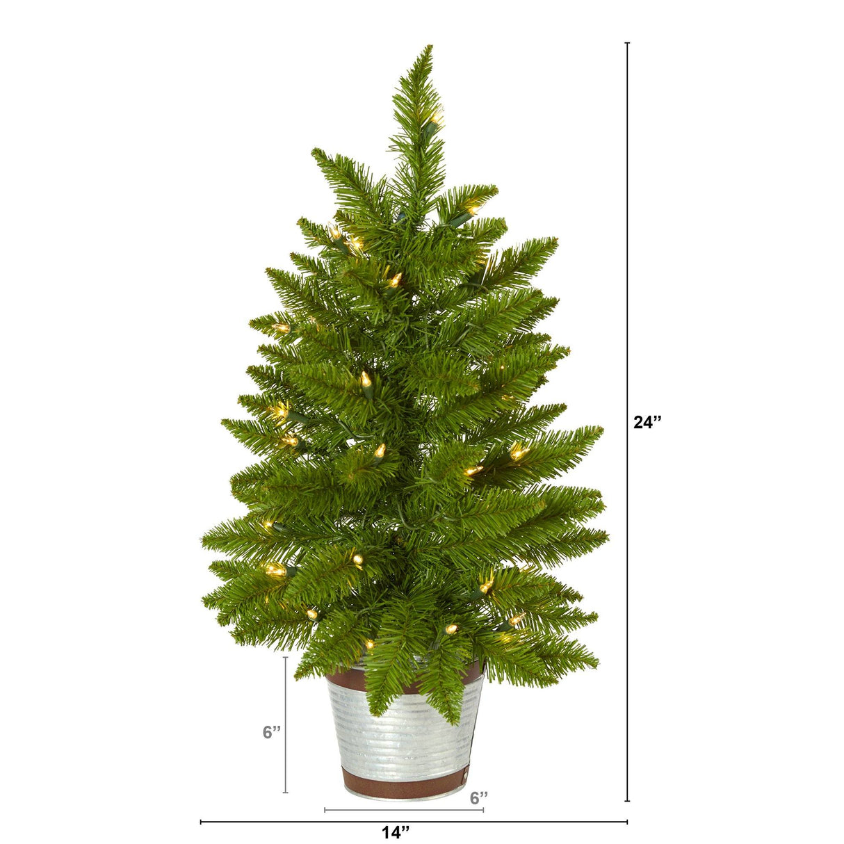 2’ Providence Pine Artificial Christmas Tree in Decorative Planter with 35 Warm White Lights and 51 Bendable Branches