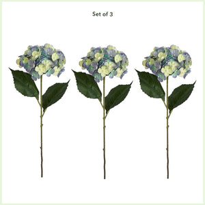 20" Artificial Hydrangea Flower Stems- Set of 3