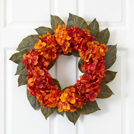 20” Autumn Hydrangea Artificial Wreath