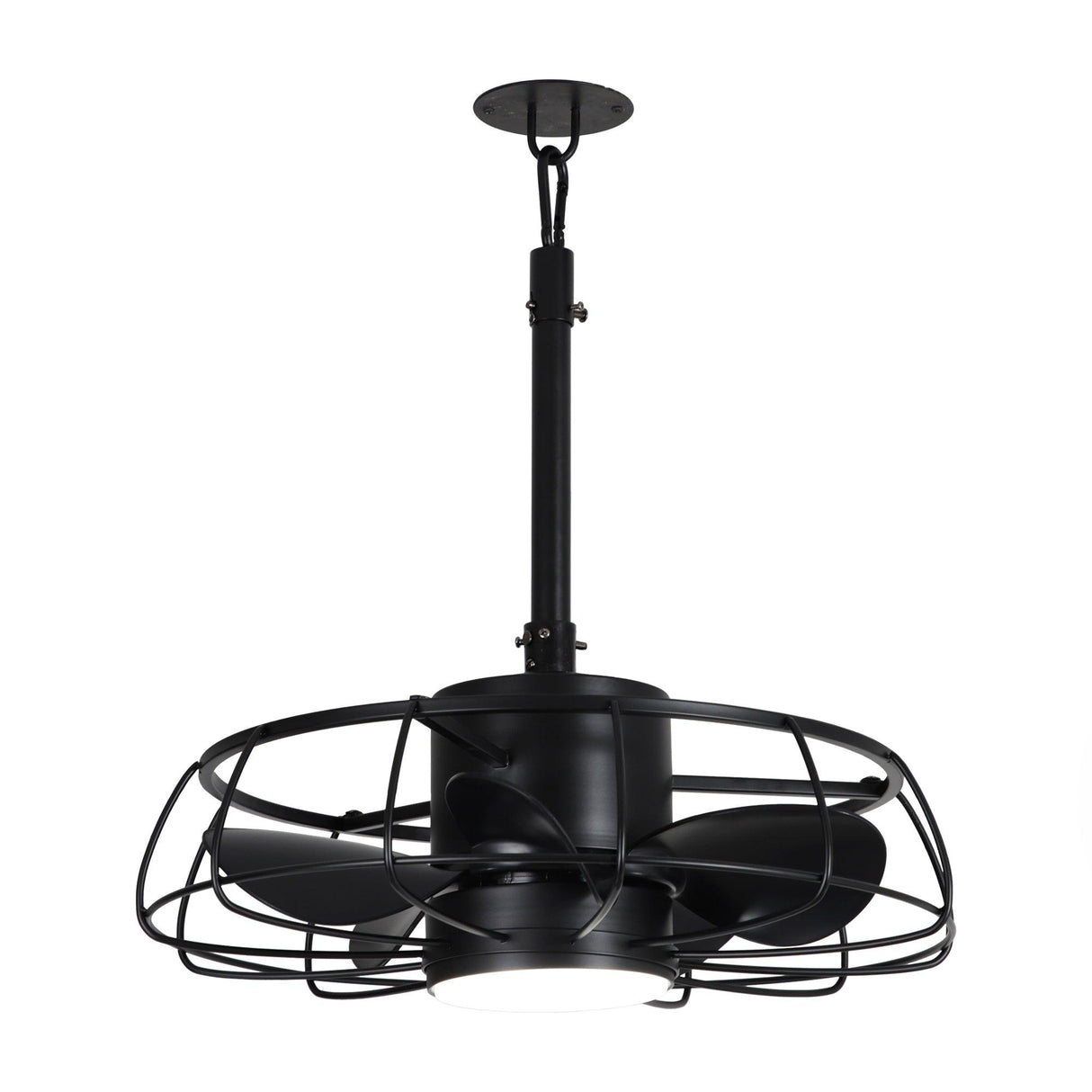 20 Inch Vistula Outdoor DC Motor Black Industrial Hanging Buckle Downrod Ceiling Fan with Light