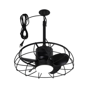 20 Inch Vistula Outdoor DC Motor Black Industrial Hanging Buckle Downrod Ceiling Fan with Light
