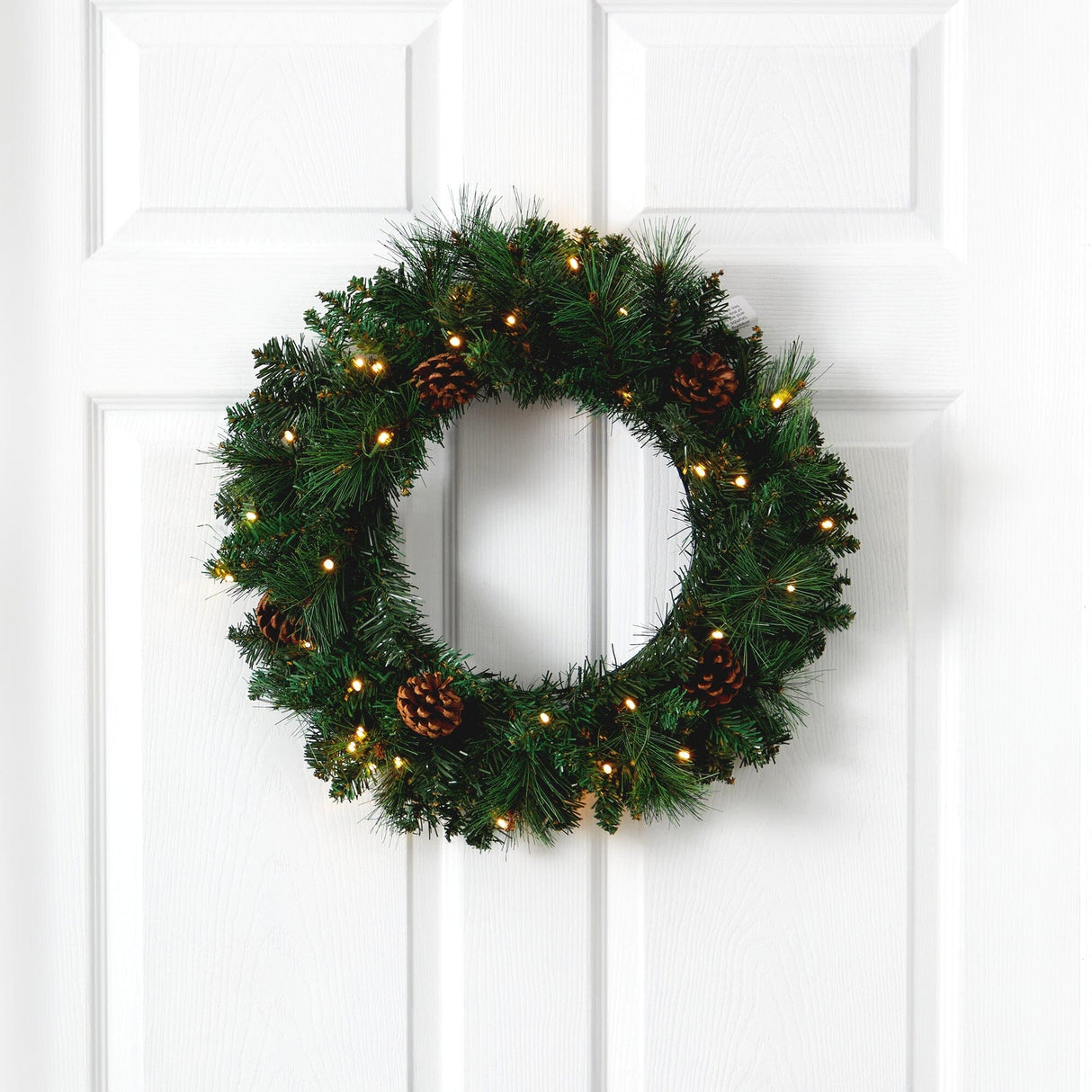 20” Pine Artificial Christmas Wreath with 35 LED Lights and Pinecones