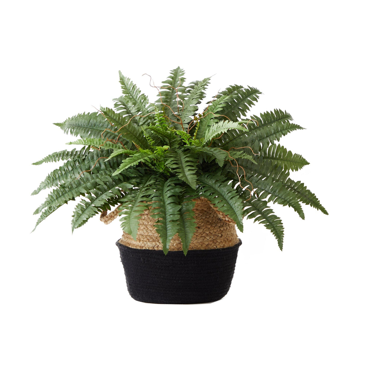 23" Artificial Boston Fern Plant with Handmade Jute & Cotton Basket DIY KIT