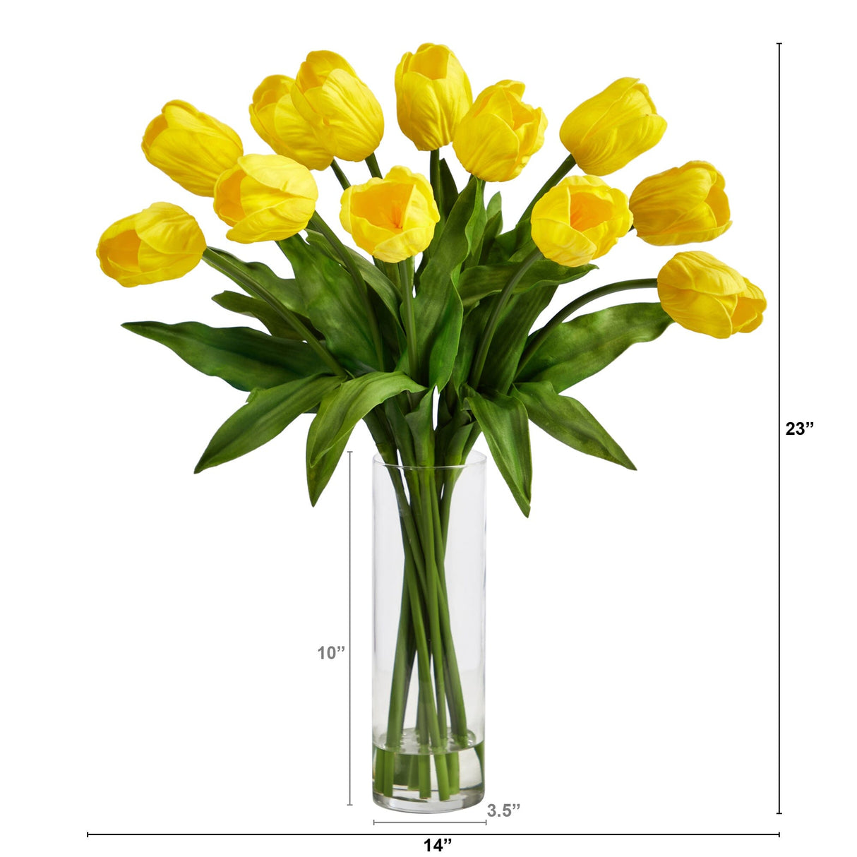 23” Artificial Tulip Arrangement with Cylinder Glass Vase