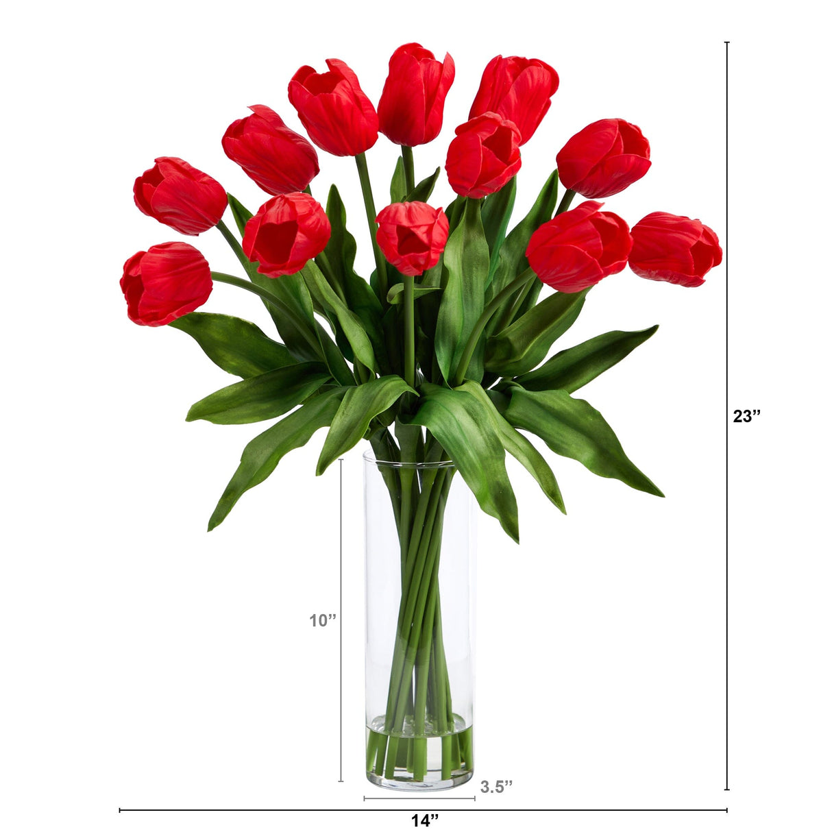 23” Artificial Tulip Arrangement with Cylinder Glass Vase