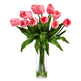 23” Artificial Tulip Arrangement with Cylinder Glass Vase