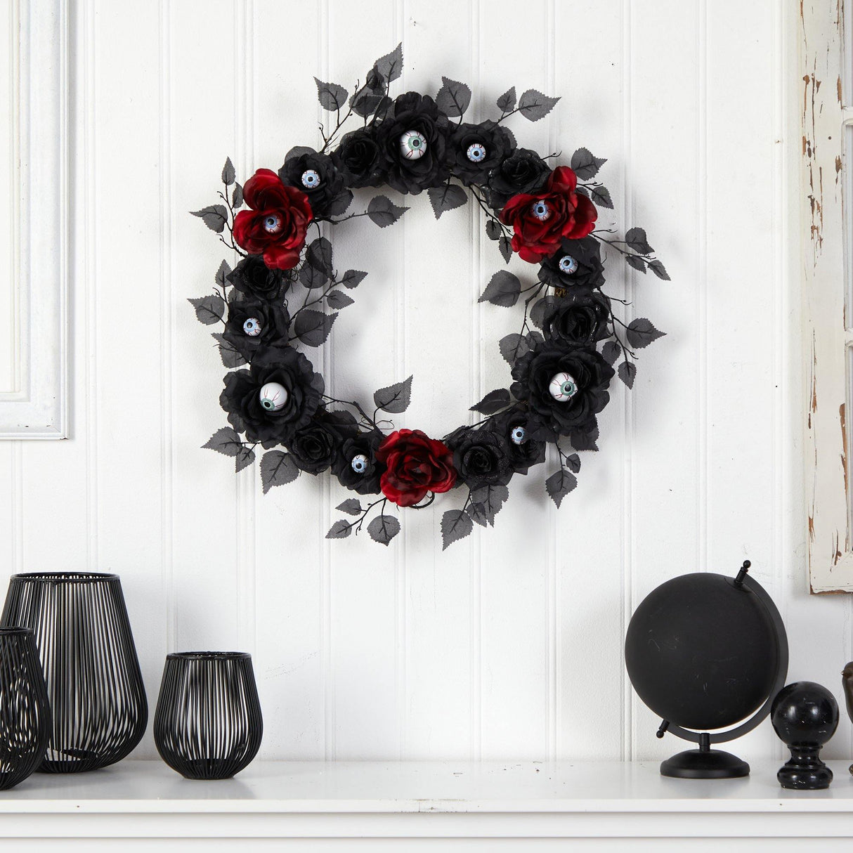 24” Eyeball Rose Halloween Artificial Wreath