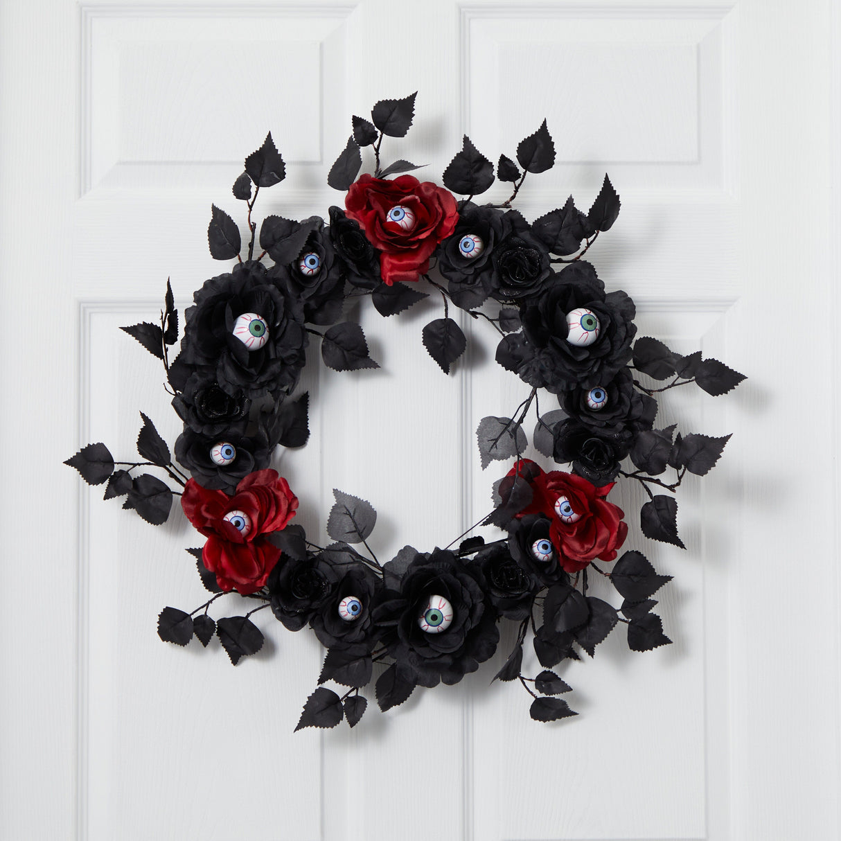 24” Eyeball Rose Halloween Artificial Wreath