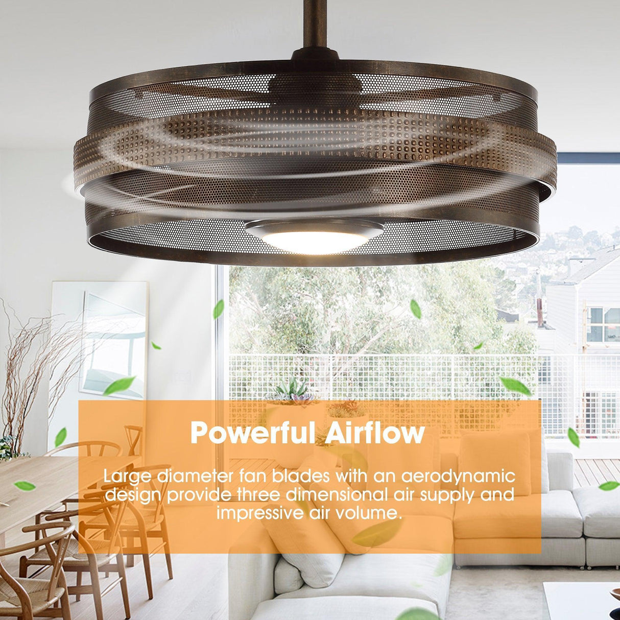 24" Farmhouse Flush Mount Reversible Iron Ceiling Fan with Lighting and Remote Control