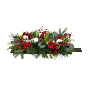 24” Holiday Berries, Pinecones and Eucalyptus Cutting Board Wall Décor or Table Arrangement