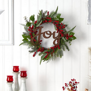 24” Joy and Berries Artificial Christmas Wreath