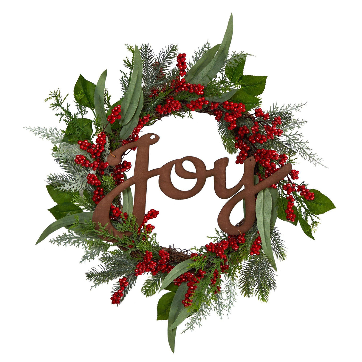 24” Joy and Berries Artificial Christmas Wreath