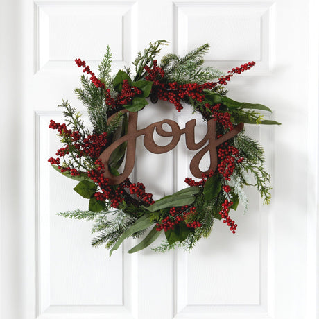 24” Joy and Berries Artificial Christmas Wreath