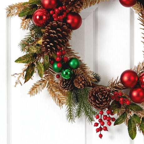 24” Ornament, Pine & Pine cone Wreath