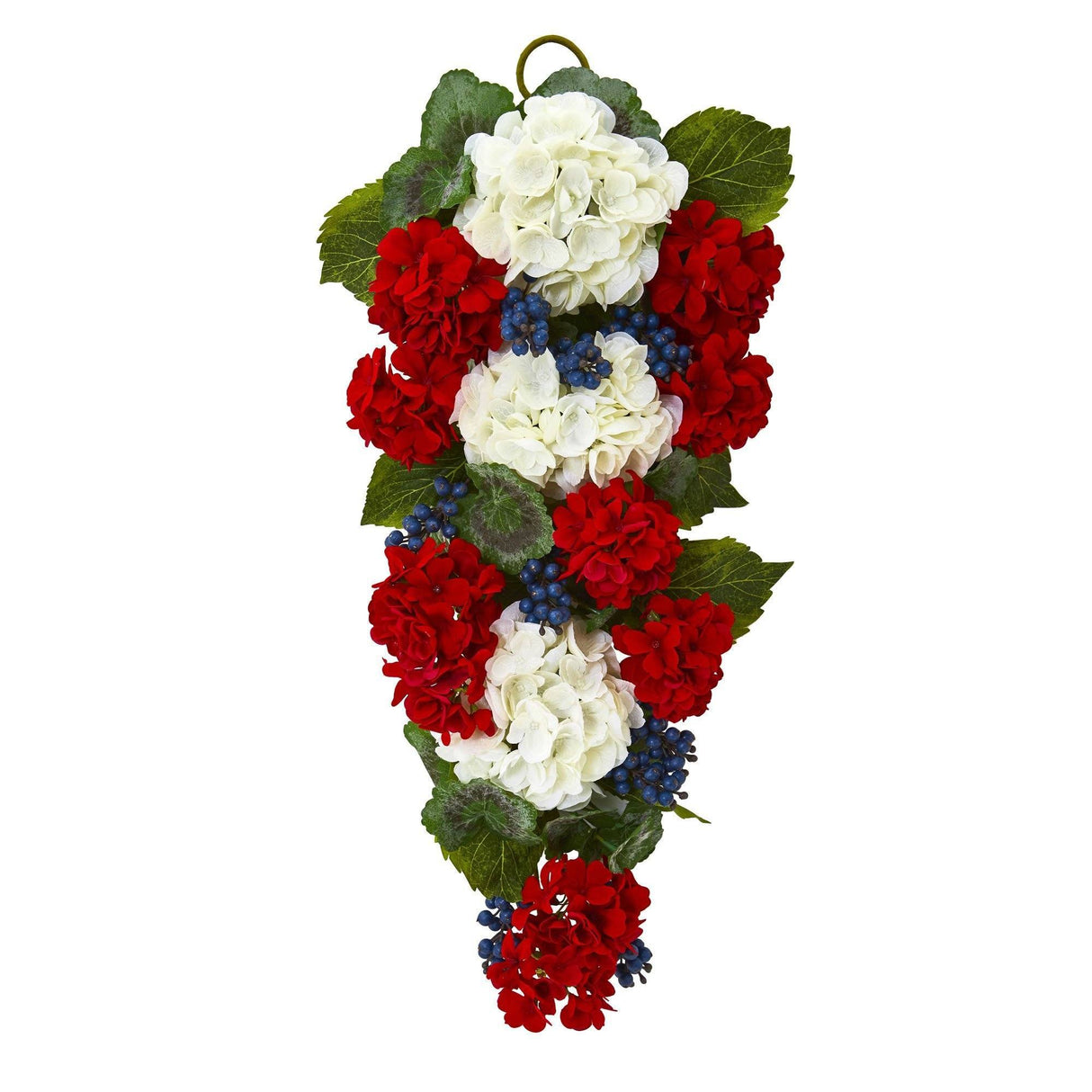 26” Geranium and Blue Berry Artificial Teardrop