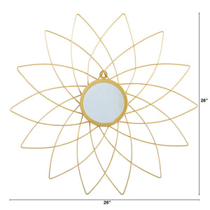 26” Gold Metal Flower Accent Wall Mirror