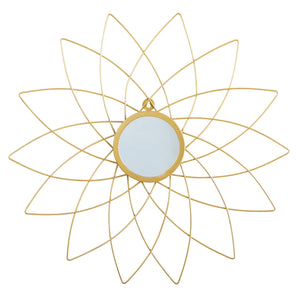 26” Gold Metal Flower Accent Wall Mirror