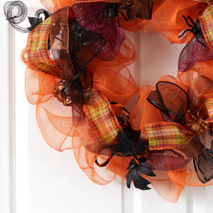 26" Halloween Spider Mesh Wreath"