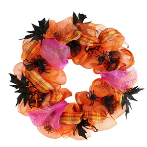 26" Halloween Spider Mesh Wreath"