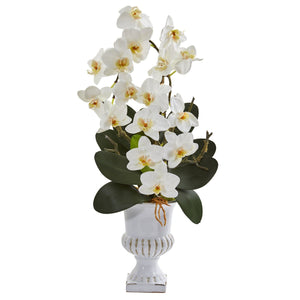 26” Phalaenopsis Orchid Artificial Arrangement in White Urn