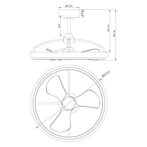 27" Arthur Industrial DC Motor Downrod Mount Ceiling Fan with Lighting and Remote Control