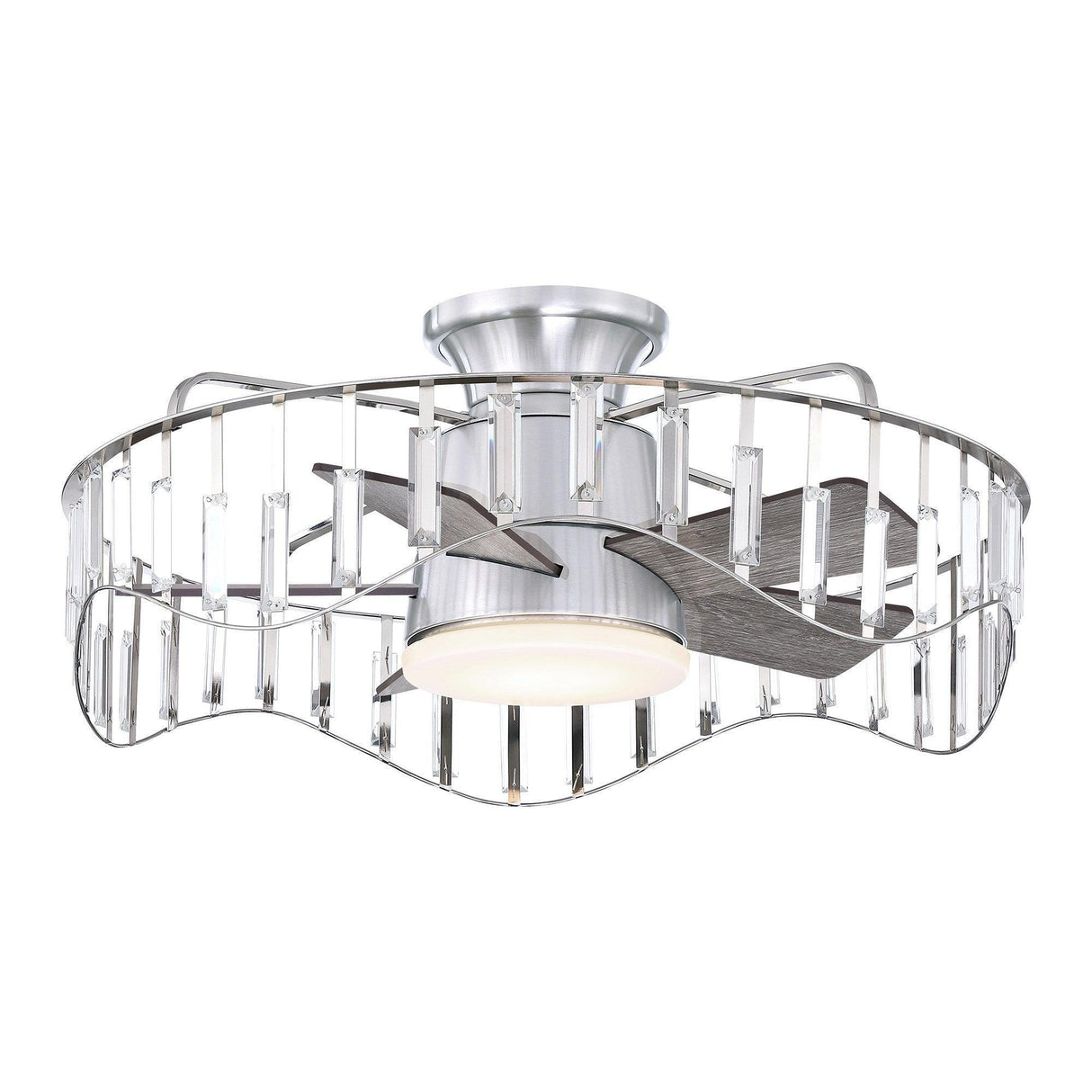 27" Modern Brush Nickel Flush Mount Reversible Ceiling Fan with Lighting and Remote Control