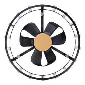 27" Modern DC Motor Downrod Mount Reversible Crystal Ceiling Fan with Lighting and Remote Control