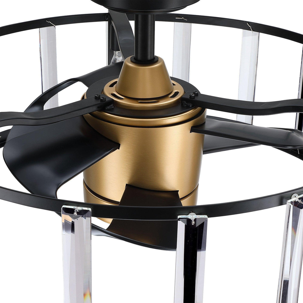 27" Modern DC Motor Downrod Mount Reversible Crystal Ceiling Fan with Lighting and Remote Control