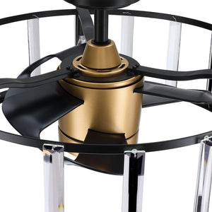 27" Modern DC Motor Downrod Mount Reversible Crystal Ceiling Fan with Lighting and Remote Control