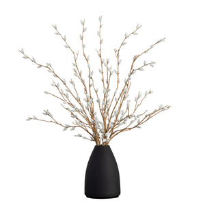 28” Artificial Pussy Willow Arrangement in Modern Metal Black Vase