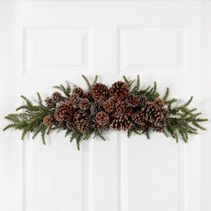 28” Iced Pine Cone Garland