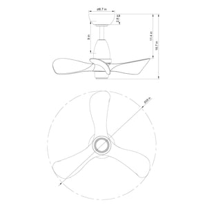 28" Kwang Farmhouse DC Motor Downrod Mount Reversible Ceiling Fan with LED Lighting and Remote Control